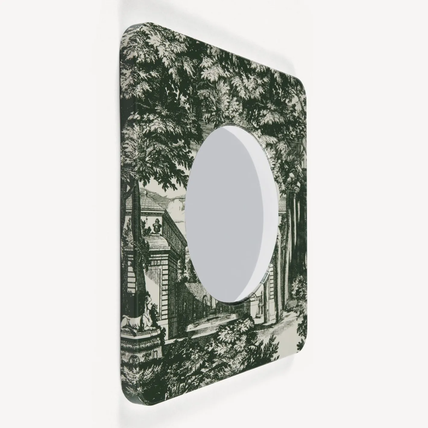 Fornasetti Specchi Di Design^Cornice Con Specchio Convesso Giardino Settecentesco Verde/Avorio