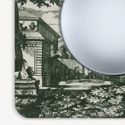 Fornasetti Specchi Di Design^Cornice Con Specchio Convesso Giardino Settecentesco Verde/Avorio