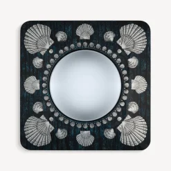 Fornasetti Specchi Di Design^Cornice Con Specchio Convesso Giro Di Conchiglie Argento/Blu