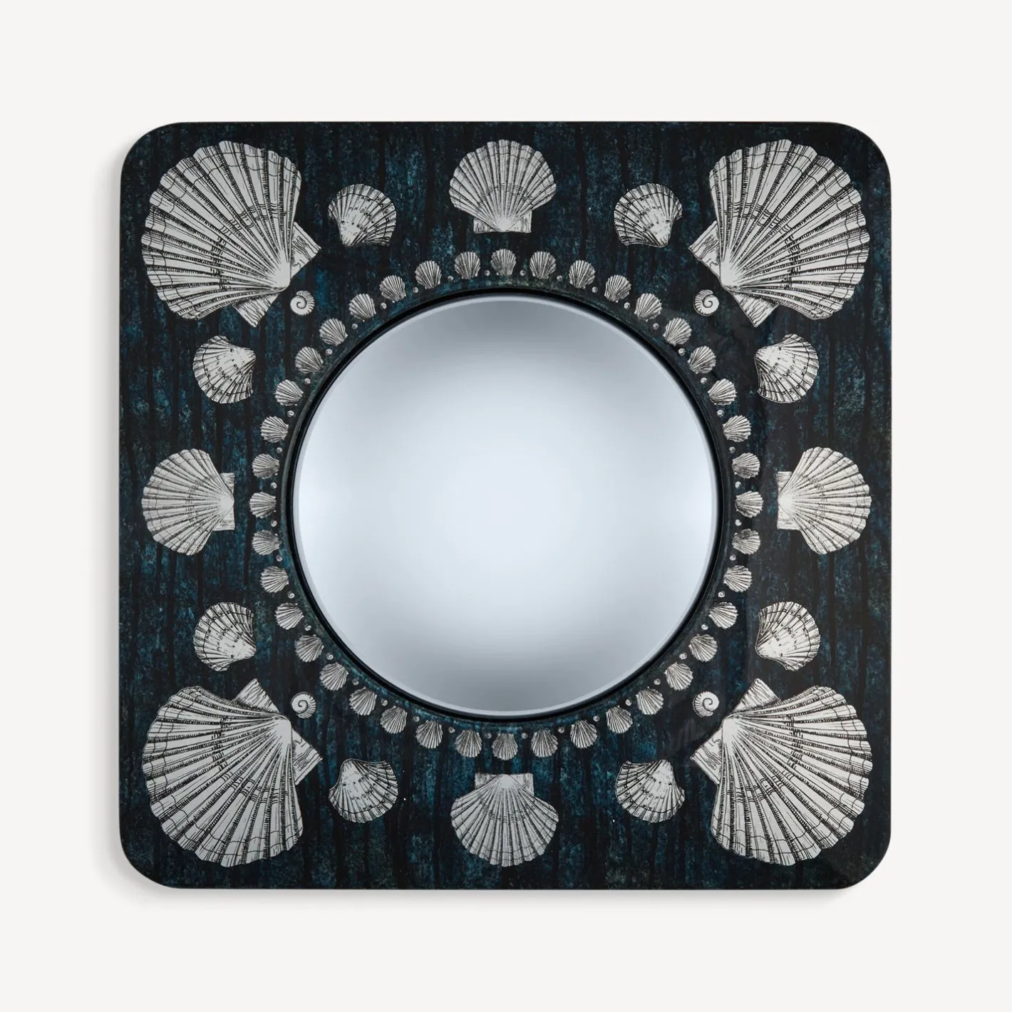 Fornasetti Specchi Di Design^Cornice Con Specchio Convesso Giro Di Conchiglie Argento/Blu