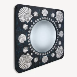 Fornasetti Specchi Di Design^Cornice Con Specchio Convesso Giro Di Conchiglie Argento/Blu