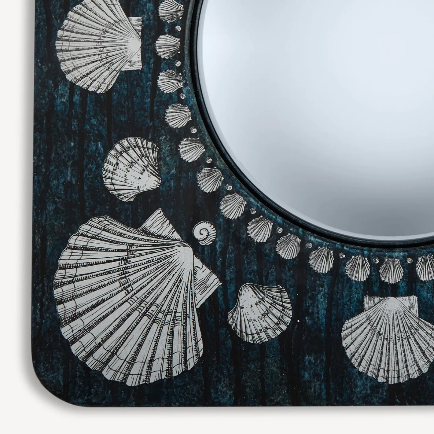 Fornasetti Specchi Di Design^Cornice Con Specchio Convesso Giro Di Conchiglie Argento/Blu