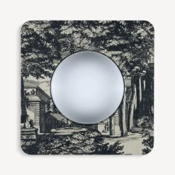 Fornasetti Specchi Di Design^Cornice Con Specchio Convesso Giardino Settecentesco Blu/Avorio