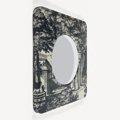 Fornasetti Specchi Di Design^Cornice Con Specchio Convesso Giardino Settecentesco Blu/Avorio