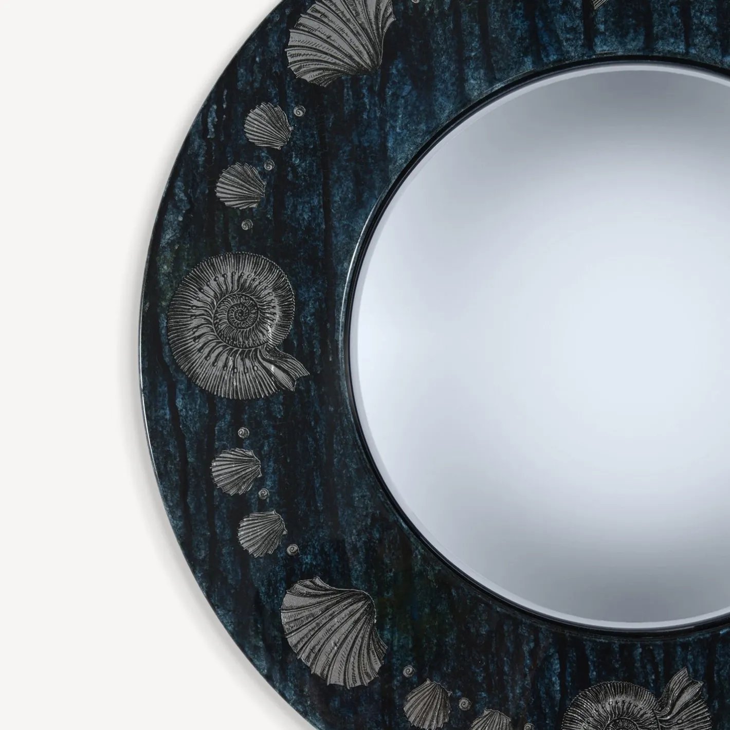 Fornasetti Specchi Di Design^Cornice Con Specchio Convesso Giro Di Conchiglie Argento/Blu