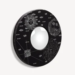 Fornasetti Specchi Di Design^Cornice Con Specchio Convesso Solitario Bianco Nero