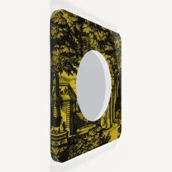 Fornasetti Specchi Di Design^Cornice Con Specchio Convesso Giardino Settecentesco Nero Giallo