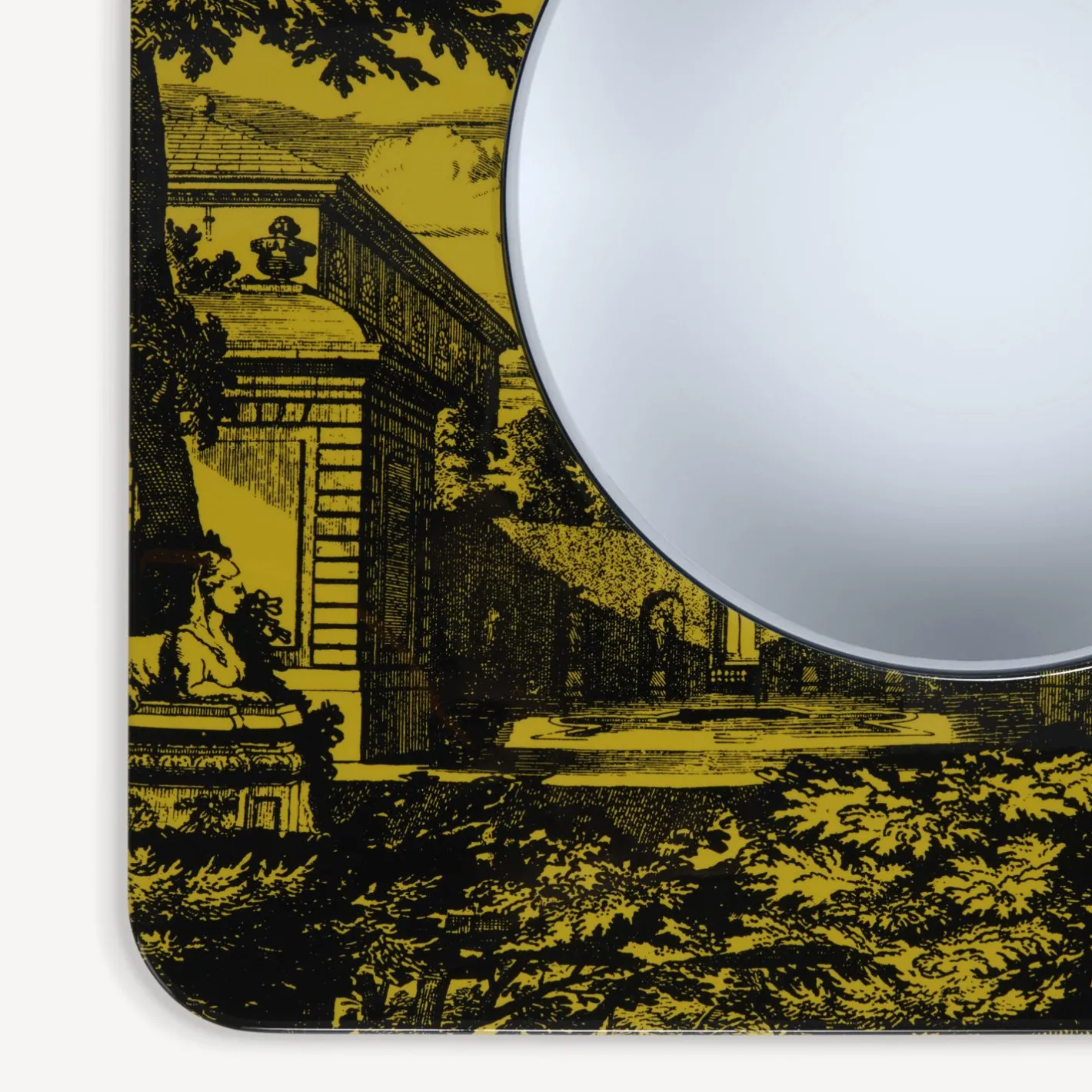Fornasetti Specchi Di Design^Cornice Con Specchio Convesso Giardino Settecentesco Nero Giallo