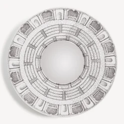 Fornasetti Specchi Di Design^Cornice Con Specchio Convesso Architettura Bianco Nero
