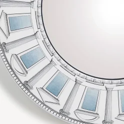 Fornasetti Specchi Di Design^Cornice Con Specchio Convesso Architettura Celeste Bianco/Nero/Blu