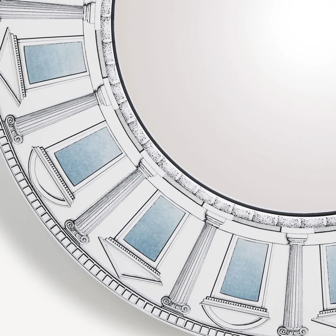 Fornasetti Specchi Di Design^Cornice Con Specchio Convesso Architettura Celeste Bianco/Nero/Blu