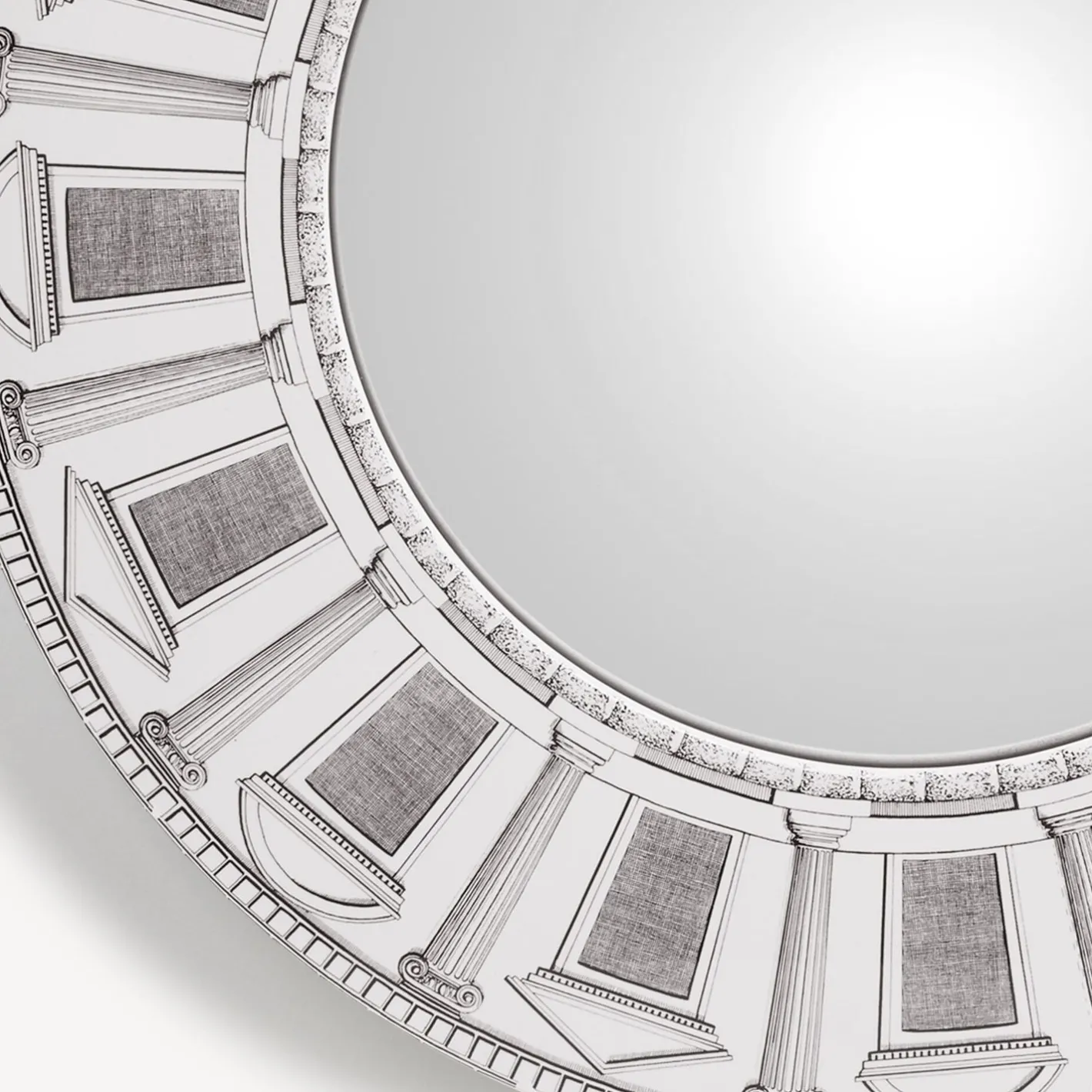 Fornasetti Specchi Di Design^Cornice Con Specchio Convesso Architettura Bianco Nero
