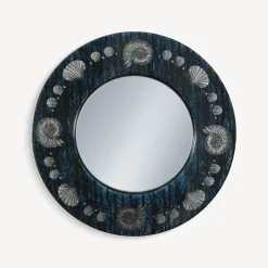 Fornasetti Specchi Di Design^Cornice Con Specchio Piano Giro Di Conchiglie Argento/Blu