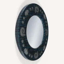 Fornasetti Specchi Di Design^Cornice Con Specchio Piano Giro Di Conchiglie Argento/Blu