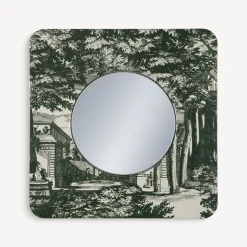 Fornasetti Specchi Di Design^Cornice Con Specchio Piano Giardino Settecentesco Verde/Avorio