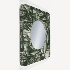Fornasetti Specchi Di Design^Cornice Con Specchio Piano Giardino Settecentesco Verde/Avorio