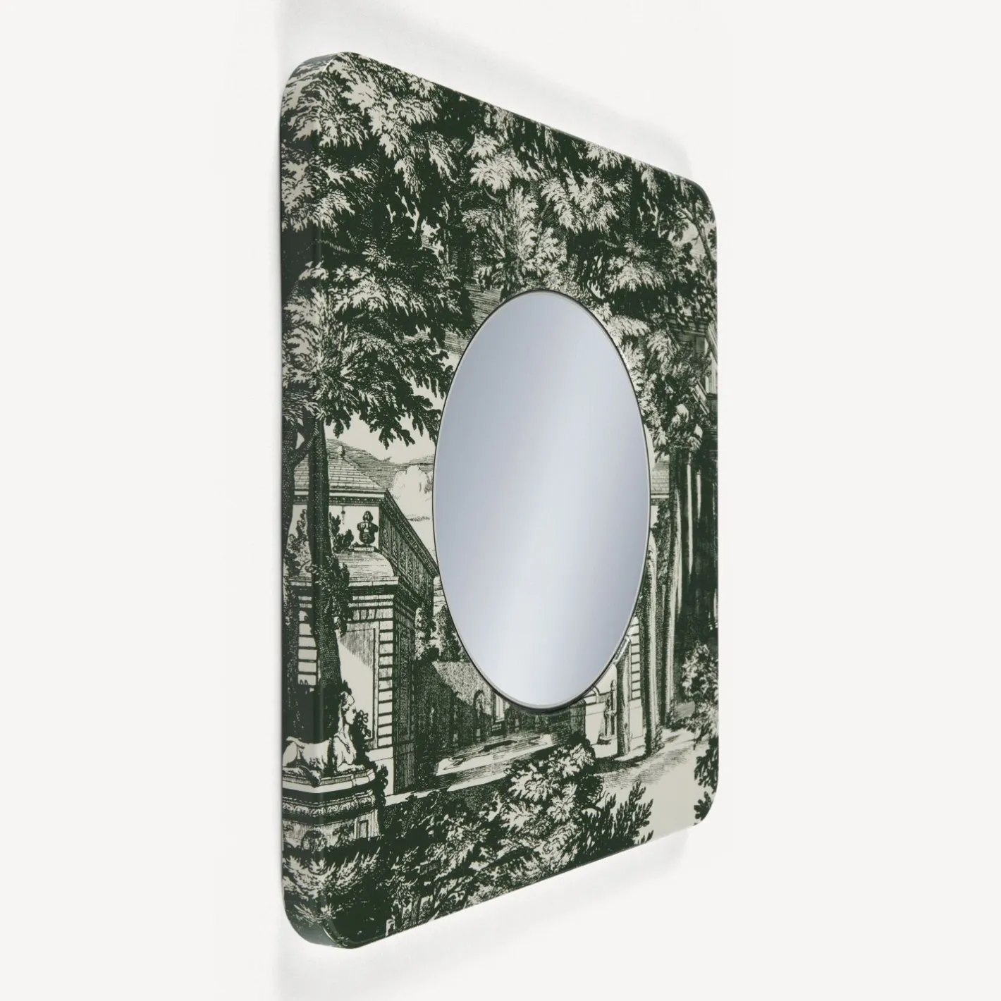 Fornasetti Specchi Di Design^Cornice Con Specchio Piano Giardino Settecentesco Verde/Avorio