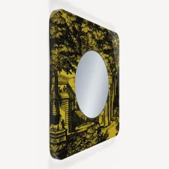 Fornasetti Specchi Di Design^Cornice Con Specchio Piano Giardino Settecentesco Nero Giallo