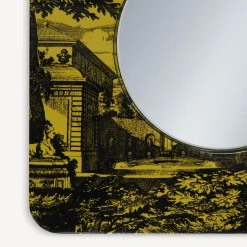 Fornasetti Specchi Di Design^Cornice Con Specchio Piano Giardino Settecentesco Nero Giallo