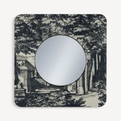 Fornasetti Specchi Di Design^Cornice Con Specchio Piano Giardino Settecentesco Blu/Avorio