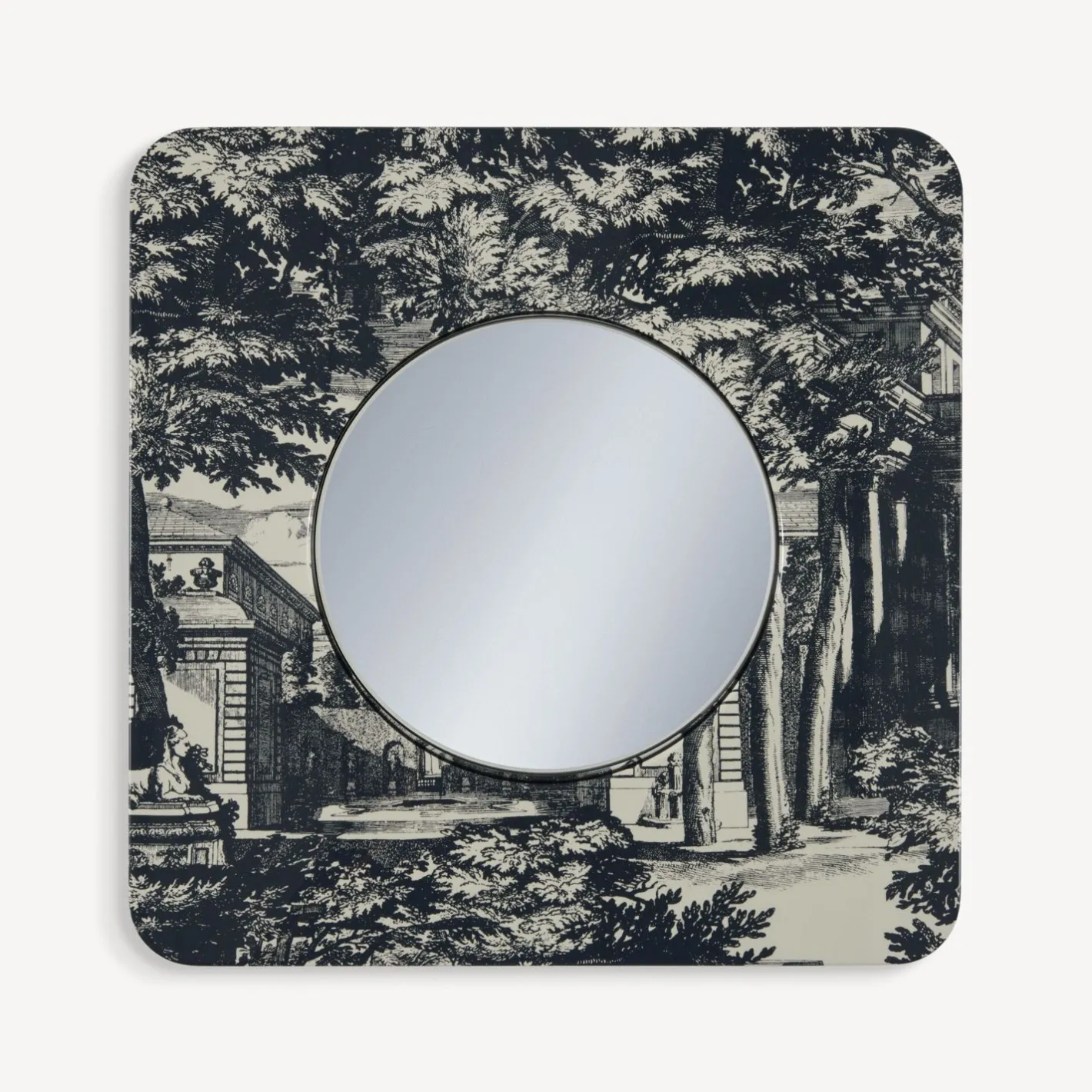 Fornasetti Specchi Di Design^Cornice Con Specchio Piano Giardino Settecentesco Blu/Avorio