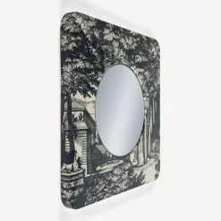 Fornasetti Specchi Di Design^Cornice Con Specchio Piano Giardino Settecentesco Blu/Avorio