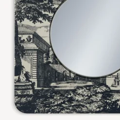 Fornasetti Specchi Di Design^Cornice Con Specchio Piano Giardino Settecentesco Blu/Avorio