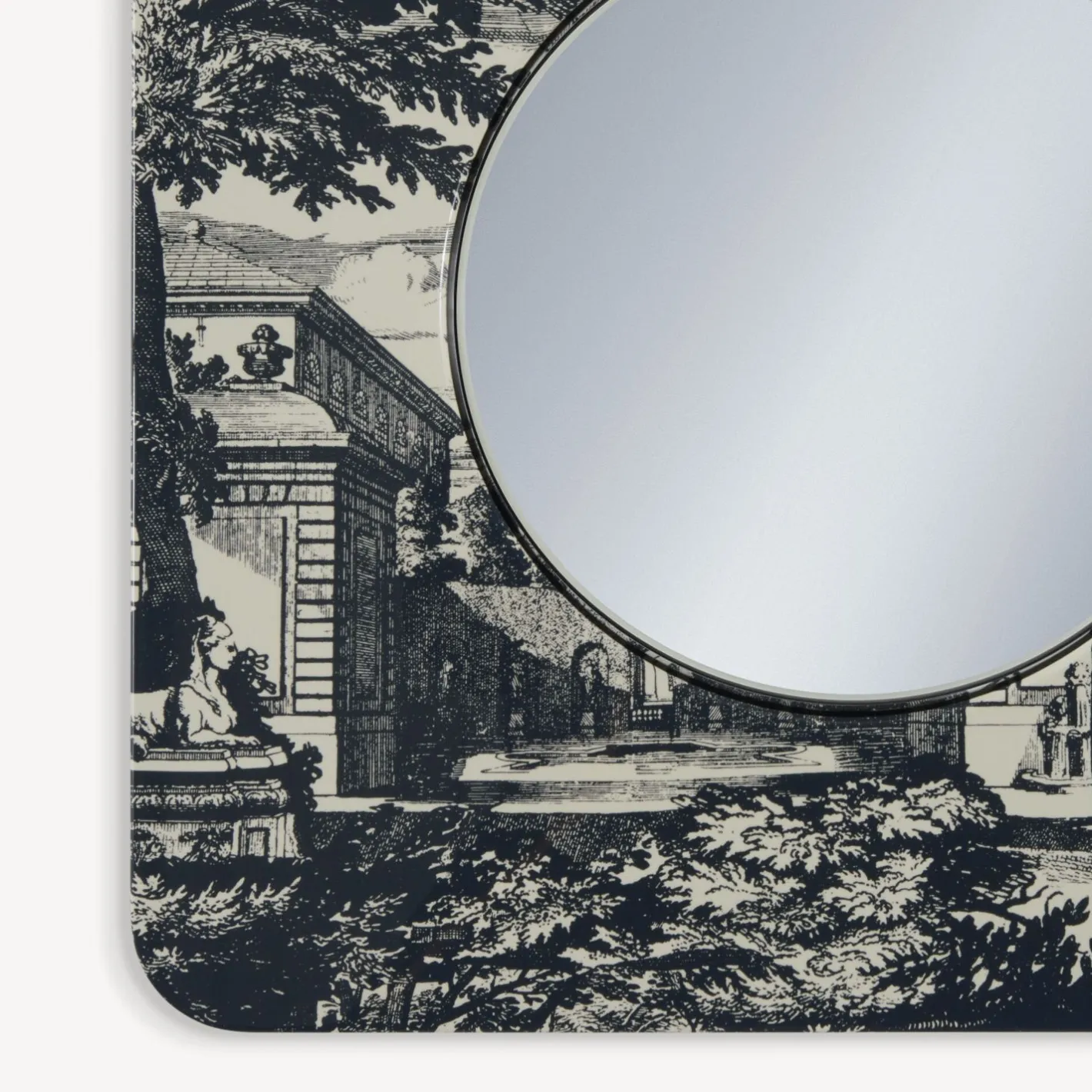 Fornasetti Specchi Di Design^Cornice Con Specchio Piano Giardino Settecentesco Blu/Avorio