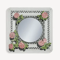 Fornasetti Specchi Di Design^Cornice Con Specchio Piano Musciarabia Con Rose Multicolore