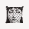 Fornasetti Cuscini^Cuscino Burlesque Bianco Nero