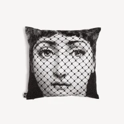 Fornasetti Cuscini^Cuscino Burlesque Bianco Nero