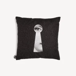 Fornasetti Cuscini^Cuscino Chiave E Serratura Bianco Nero