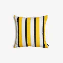 Fornasetti Cuscini^Cuscino Da Esterno Rigato Giallo/Bianco/Nero