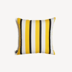 Fornasetti Cuscini^Cuscino Da Esterno Rigato Giallo/Bianco/Nero