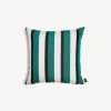 Fornasetti Cuscini^Cuscino Da Esterno Rigato Verde/Bianco/Nero