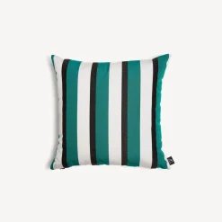 Fornasetti Cuscini^Cuscino Da Esterno Rigato Verde/Bianco/Nero