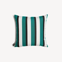 Fornasetti Cuscini^Cuscino Da Esterno Rigato Verde/Bianco/Nero