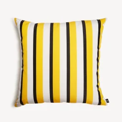 Fornasetti Cuscini^Cuscino Da Esterno Rigato Giallo/Bianco/Nero