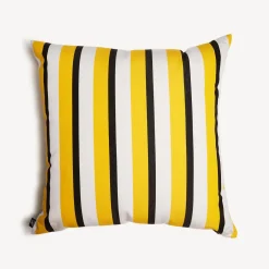 Fornasetti Cuscini^Cuscino Da Esterno Rigato Giallo/Bianco/Nero