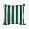 Fornasetti Cuscini^Cuscino Da Esterno Rigato Verde/Bianco/Nero