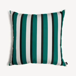 Fornasetti Cuscini^Cuscino Da Esterno Rigato Verde/Bianco/Nero