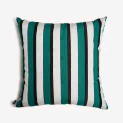 Fornasetti Cuscini^Cuscino Da Esterno Rigato Verde/Bianco/Nero
