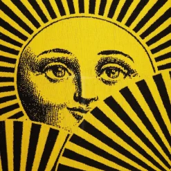 Fornasetti Cuscini^Cuscino Da Esterno Soli A Ventaglio Giallo/Nero