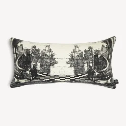 Fornasetti Cuscini^Cuscino In Cashmere Giardino Settecentesco Avorio/Nero