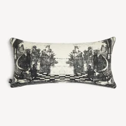 Fornasetti Cuscini^Cuscino In Cashmere Giardino Settecentesco Avorio/Nero