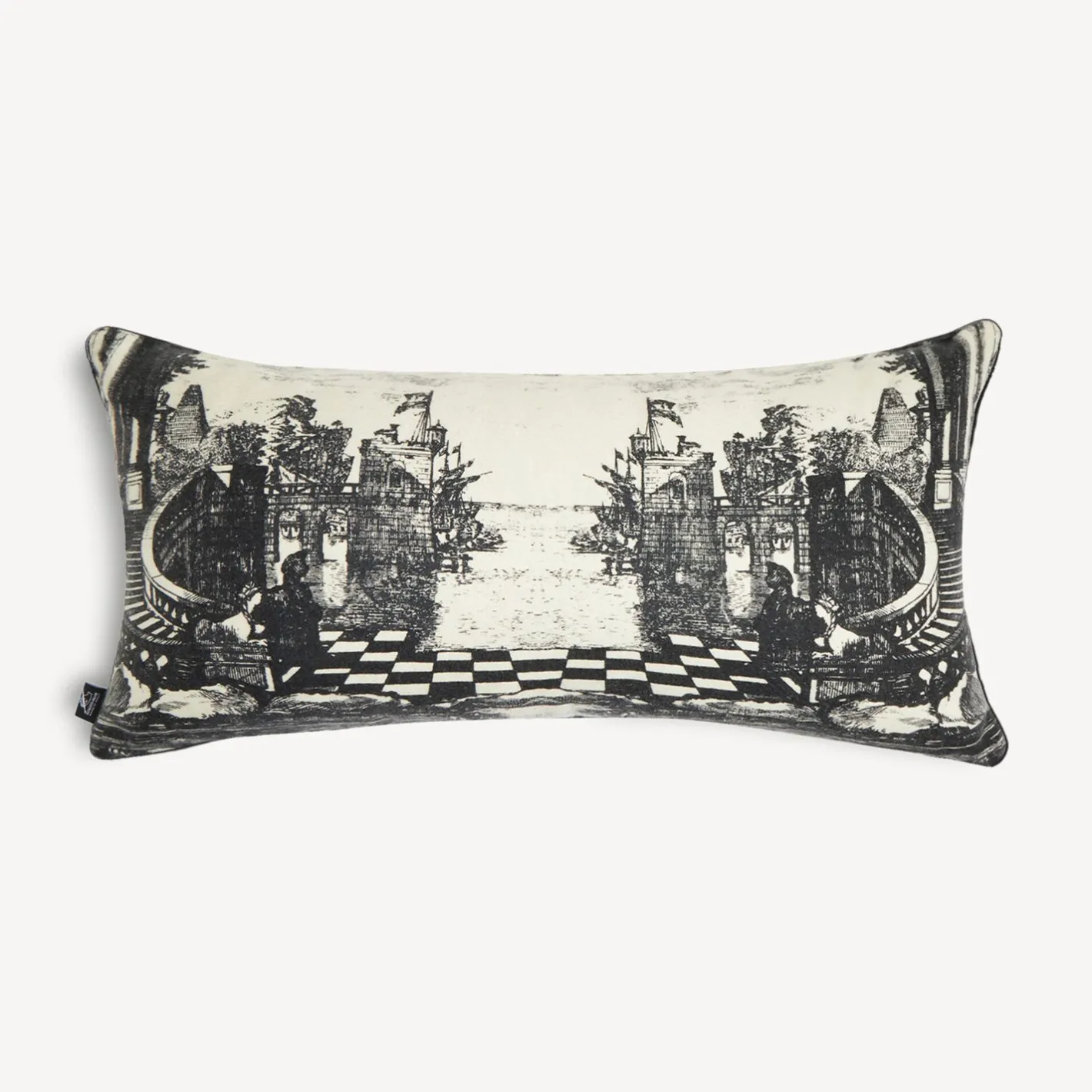 Fornasetti Cuscini^Cuscino In Cashmere Giardino Settecentesco Avorio/Nero