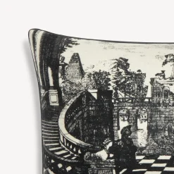 Fornasetti Cuscini^Cuscino In Cashmere Giardino Settecentesco Avorio/Nero