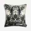 Fornasetti Cuscini^Cuscino In Cashmere Giardino Settecentesco Avorio/Nero