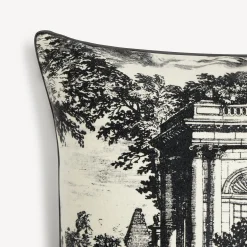 Fornasetti Cuscini^Cuscino In Cashmere Giardino Settecentesco Avorio/Nero