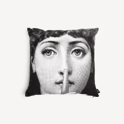 Fornasetti Cuscini^Cuscino Silenzio Bianco Nero